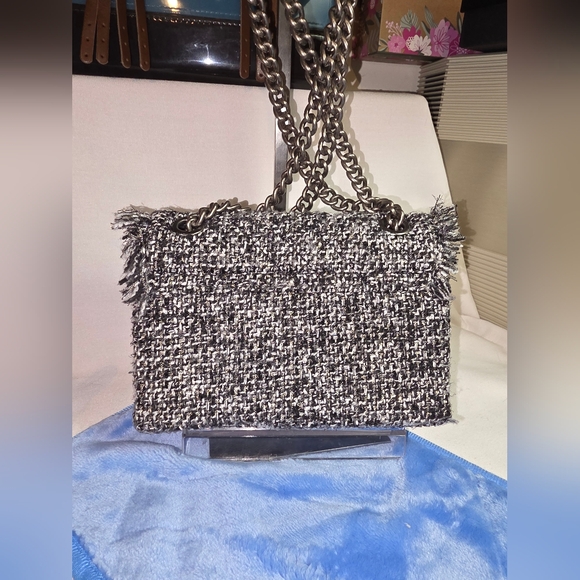 Kurt Geiger Brixton Mini Tweed Shoulder Bag & Dusty - Picture 8 of 9